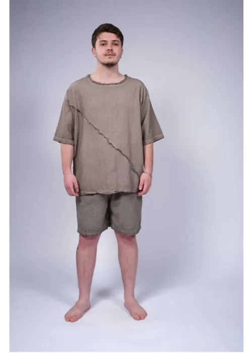 Linen Mens Shorts Green - WHT18