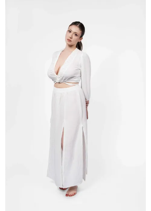 Ateiler Chaputs %100 Pamuk Müslin Mera Beyaz Bluz One-Size