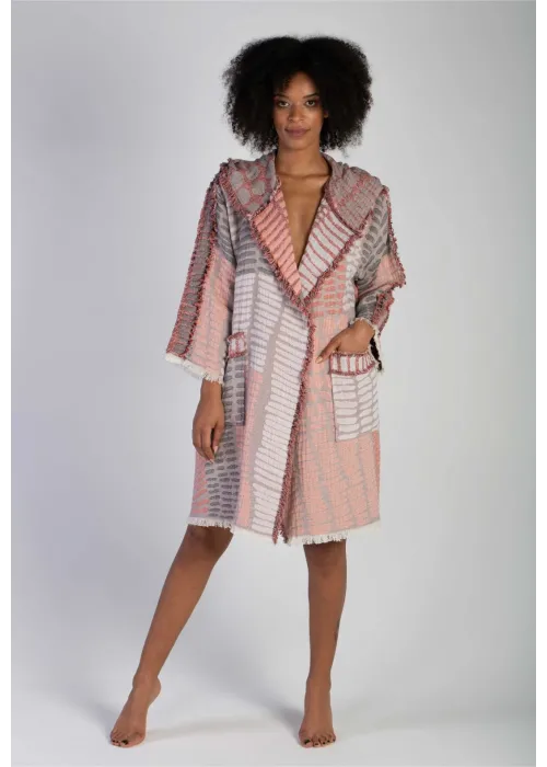 Nerite Grey & Pink Bathrobe