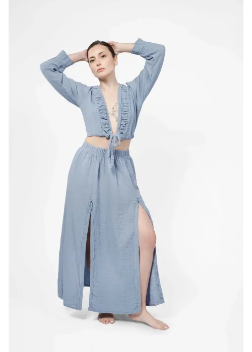 Ateiler Chaputs 100% Cotton Muslin Stella Blue Skirt One-Size