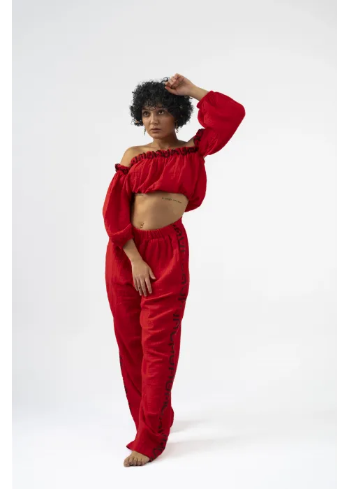 Ateiler Chaputs Keten Vesa Kırmızı Pantolon One-Size