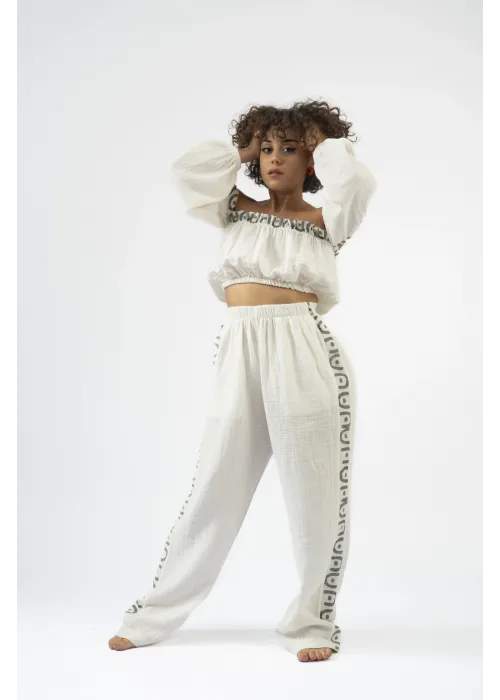 Ateiler Chaputs Keten Vesa Beyaz Pantolon One-Size