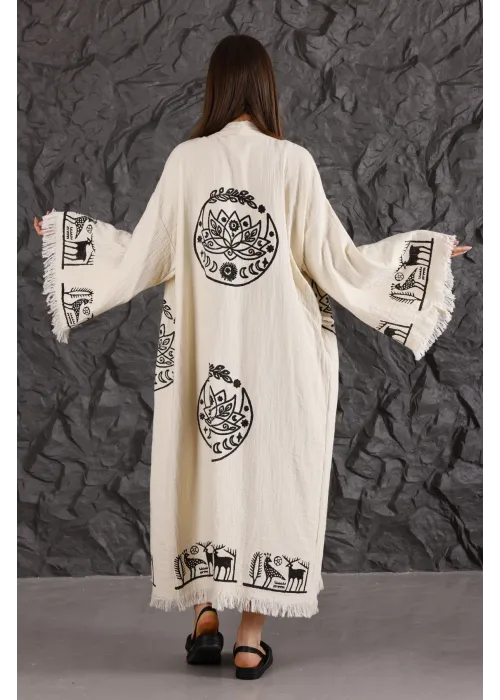 Lotus Wooden Printed Bathrobe