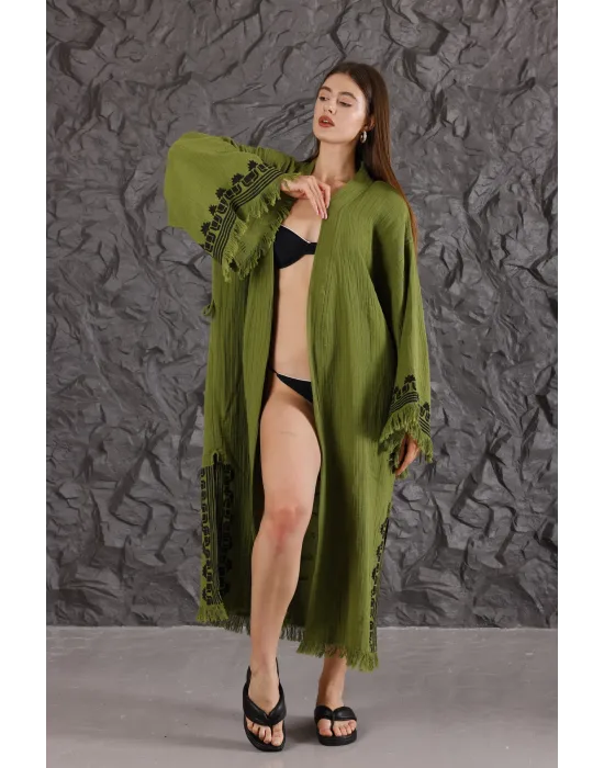 Harmakis Wooden Printed Bathrobe