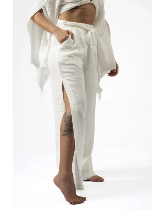 Atelier Chaputs 100% Cotton Muslin Moon White Pants One-Size