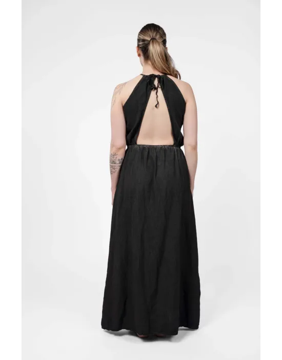 Atelier Chaputs Linen Flora Black Dress One-Size