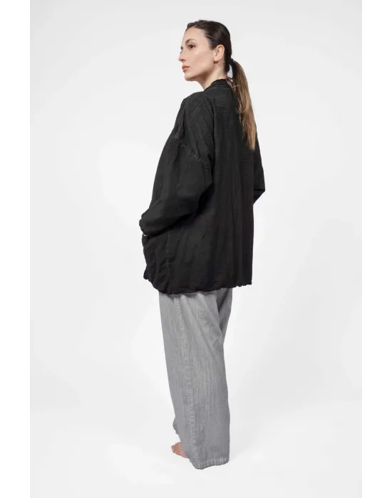 Ateiler Chaputs Keten  Siyah Kimono One-Size