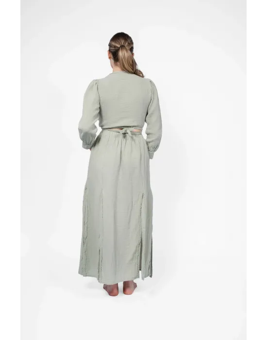 Ateiler Chaputs %100 Pamuk Müslin Mera Yeşil Bluz One-Size