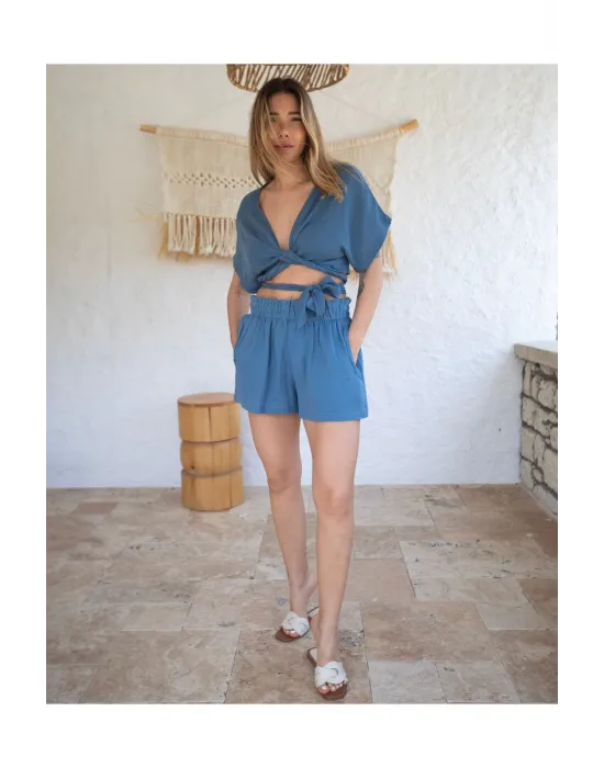 Müslin Şort-crop Ikili Takım