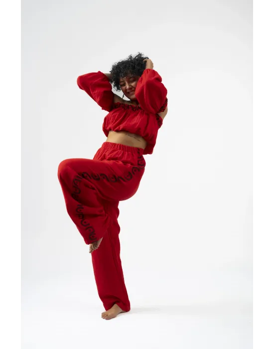 Ateiler Chaputs Keten Vesa Kırmızı Pantolon One-Size