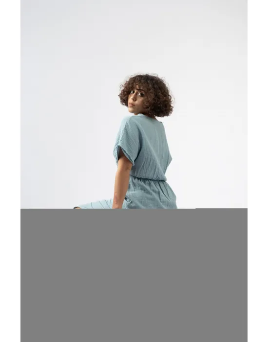 Atelier Chaputs 100% Cotton Muslin Stella Turquoise Dress One-Size