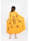Tiger Wooden Printed Yellow Kaftan