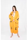 Tiger Wooden Printed Yellow Kaftan