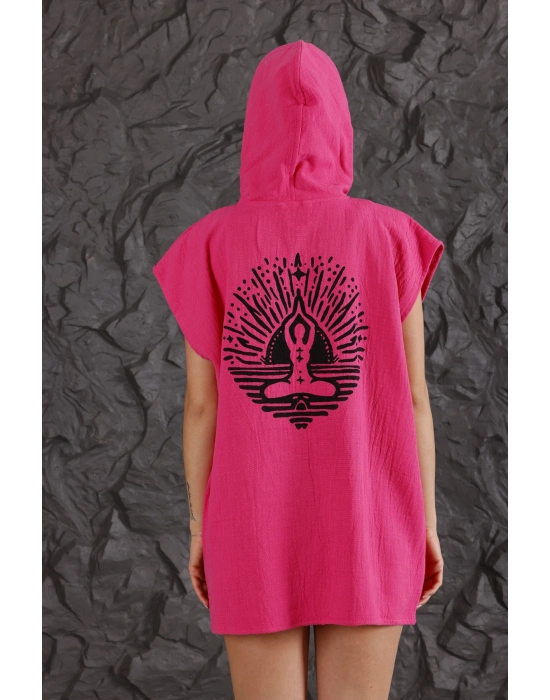 Yogi Wooden Printed Pink Robe