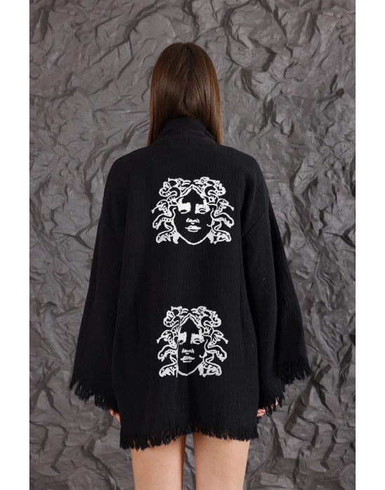Medusa Wooden Printed Black Robe