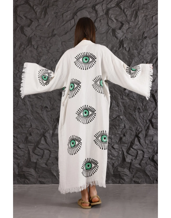 Green Eye Wooden Printed Kaftan