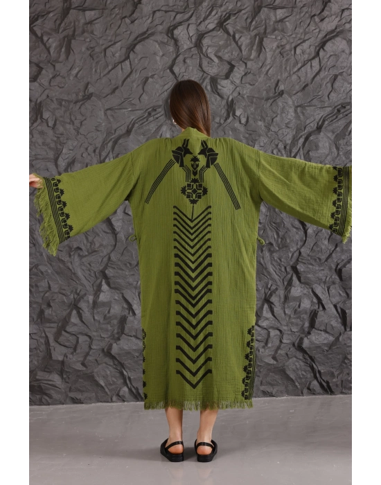 Harmakis Wooden Printed Bathrobe