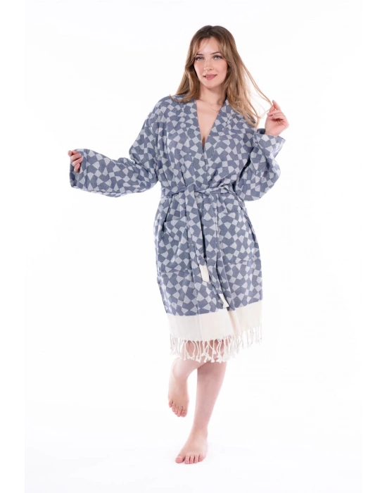 Aphrodithe Navy Blue Bathrobe