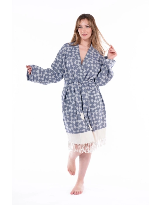 Aphrodithe Navy Blue Bathrobe