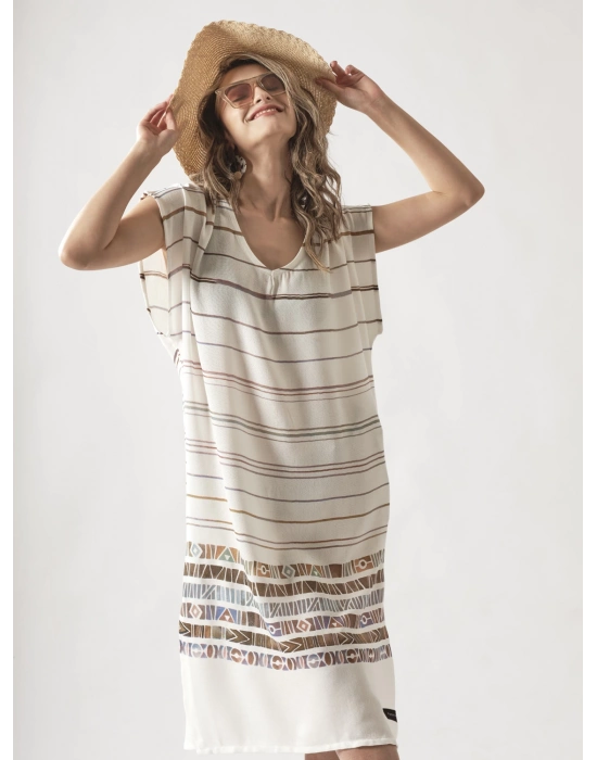 Geri Bağcıklı Etnik Elbise