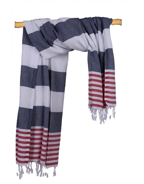 Boreas Navy Blue & Red Peshtemal