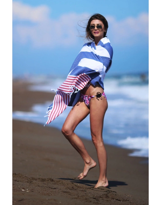 Boreas Navy Blue & Red Peshtemal