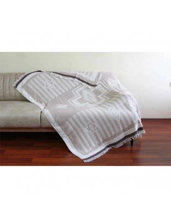 Geo Throw - Bej & Kahverengi