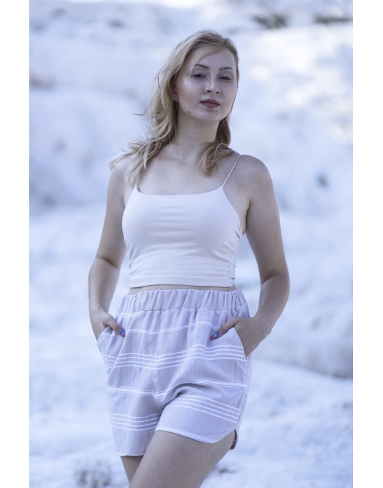 Didyma Beige Plaj Şort