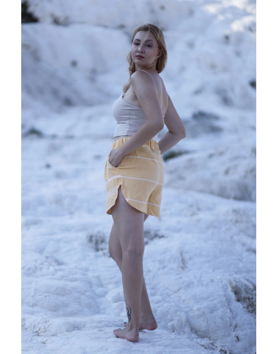 Didyma Sarı Plaj Şortu