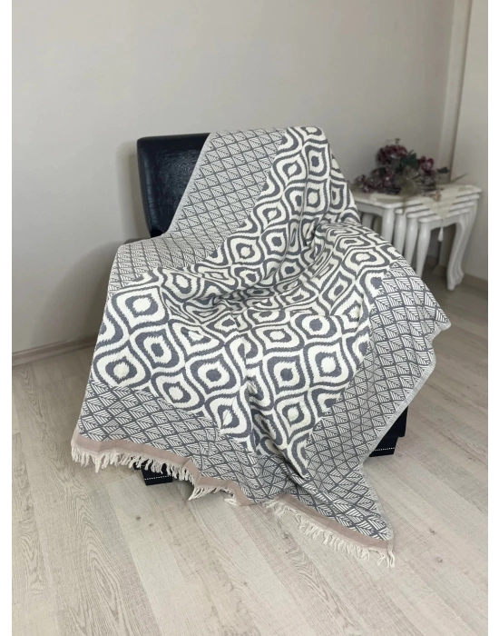 Drop Throw - Gri & Açık Kahverengi