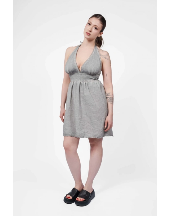 Hera Grey Linen Dress