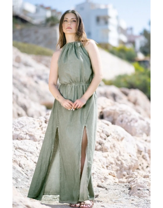 Flora Green Linen Dress