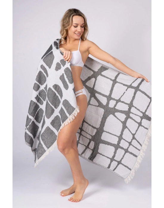 Fortuna Siyah Peshtemal (Çift Yüzlü)