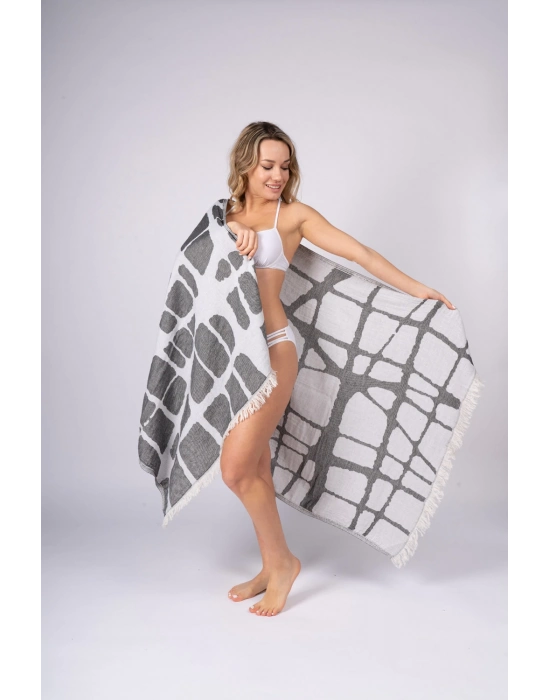 Fortuna Siyah Peshtemal (Çift Yüzlü)