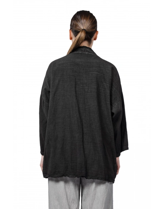 Gaia Black Linen Kimono
