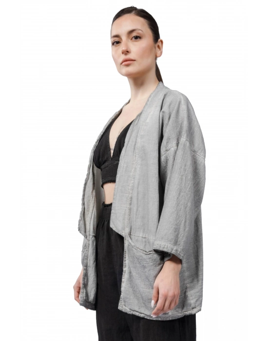 Gaia Grey Linen Kimono