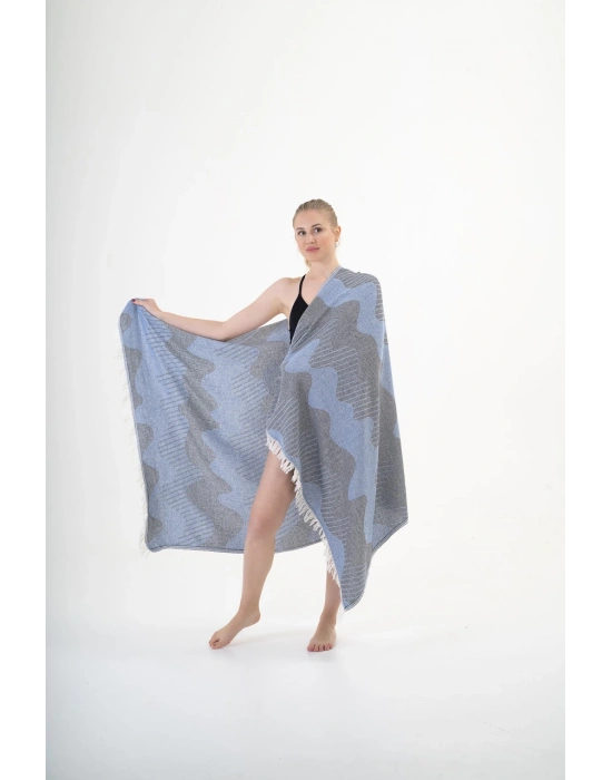 Halikarnassos Navy Blue & Light Blue Peshtemal