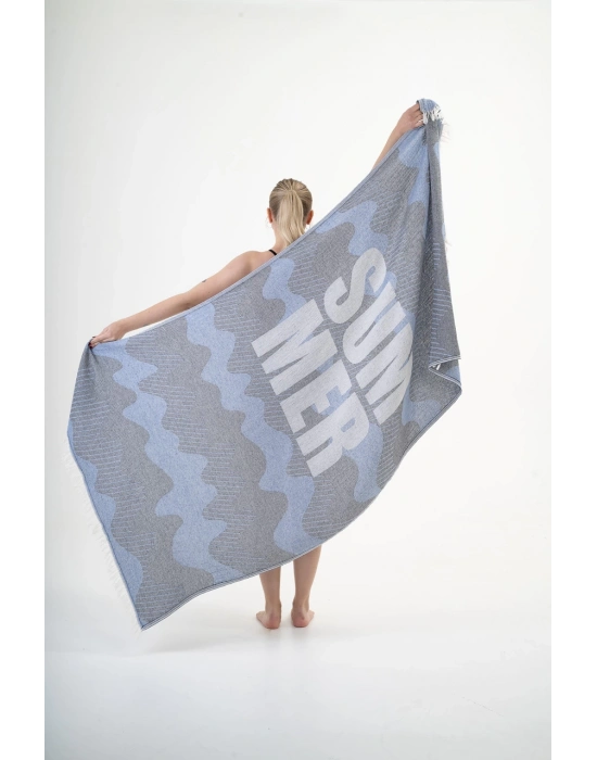 Halikarnassos Navy Blue & Light Blue Peshtemal