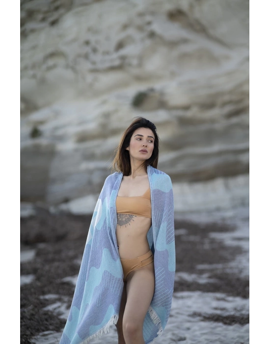 Halikarnassos Kraliyet Mavi ve Turkuaz Peshtemal