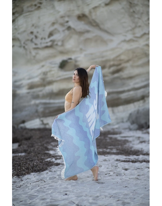 Halikarnassos Kraliyet Mavi ve Turkuaz Peshtemal