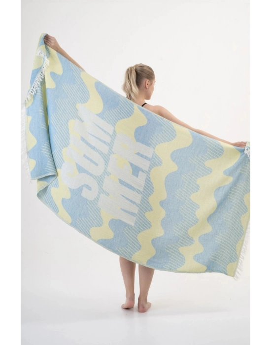 Halikarnassos Turquoise & Yellow Peshtemal