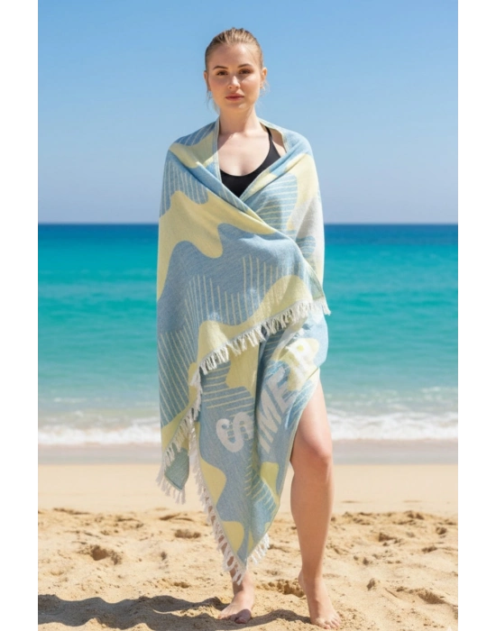 Halikarnassos Turquoise & Yellow Peshtemal