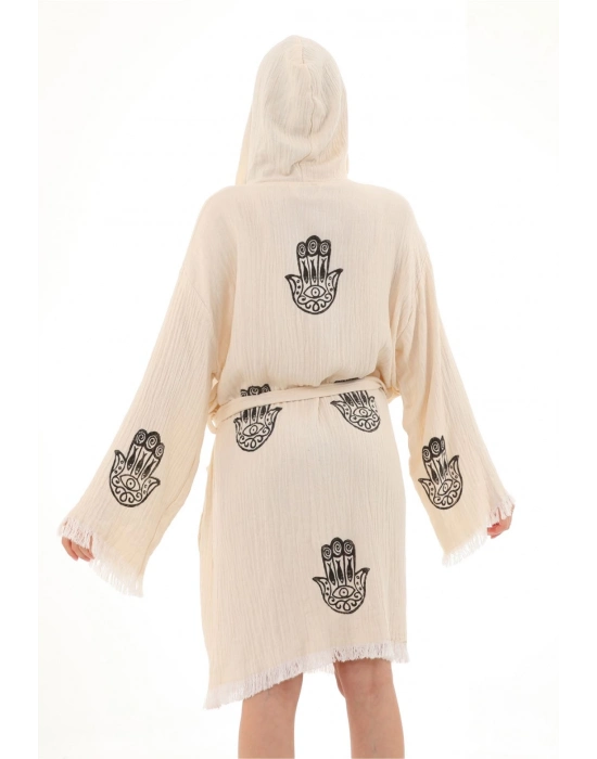 Hamsa Ahşap Damgalı Bornoz