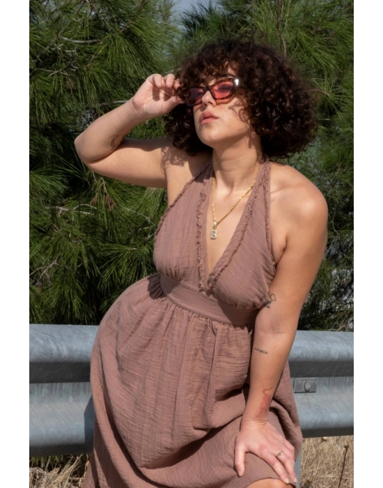 Hera Brown Muslin Dress