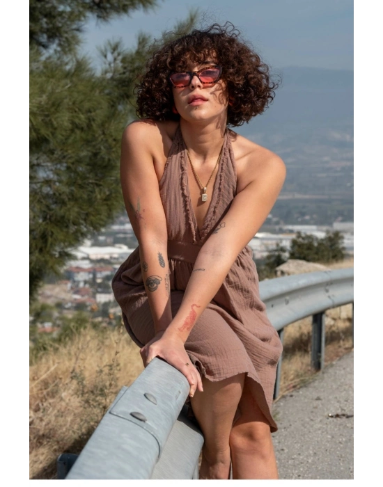 Hera Brown Muslin Dress