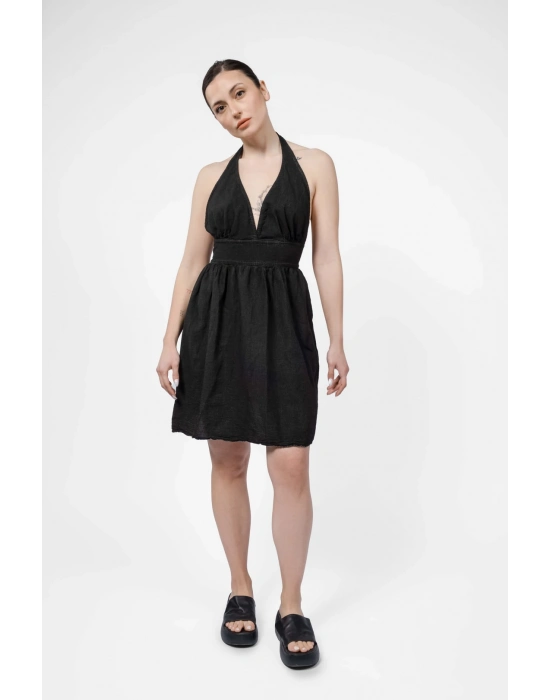 Hera Black Linen Dress