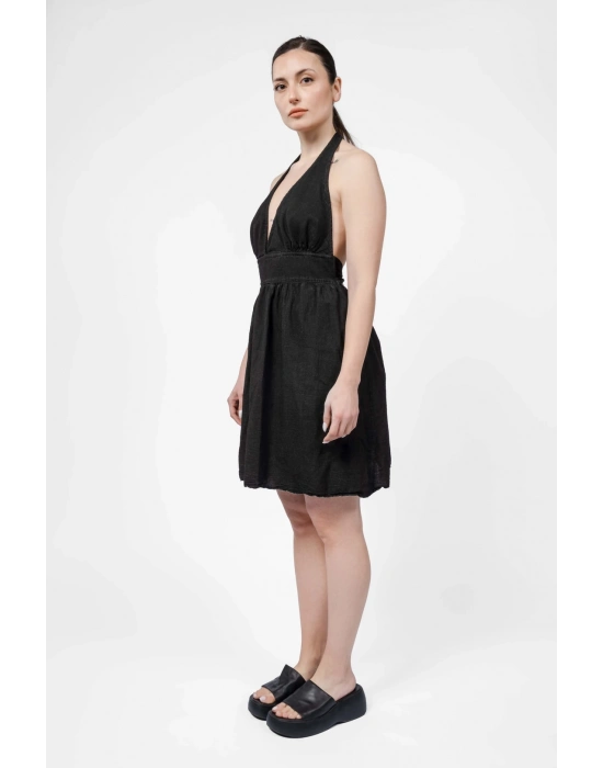 Hera Black Linen Dress