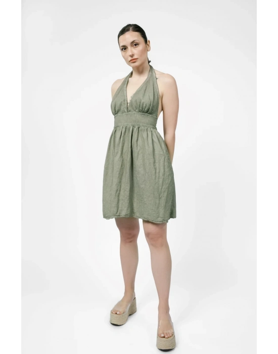 Hera Green Linen Dress