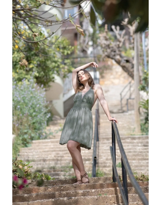 Hera Green Linen Dress