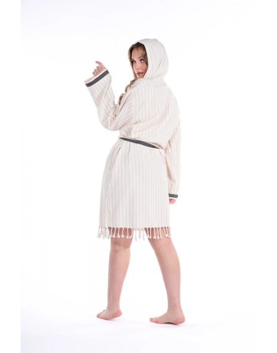Hieron Beige Hooded Bathrobe
